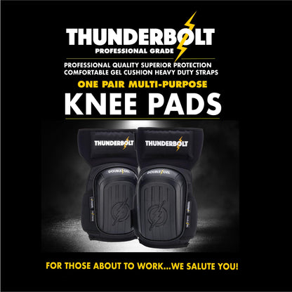 Thunderbolt Knee Pads for Work – Double Gel, Kevlar Stitching, Heavy-Duty