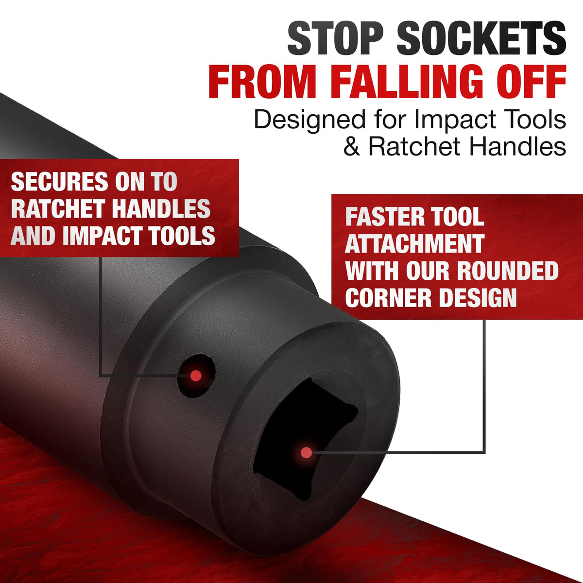 TIGHTSPOT 1/2-Inch Drive 36 mm Deep Impact Socket — Anti-Rounding 6-Point, Metric