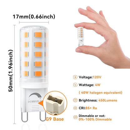 TJOY 12-Pack Dimmable G9 LED Bulbs, 4W Equivalent 40W, 2700K Soft Warm White, No Flicker