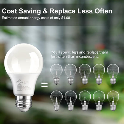 TJOY 24 Pack A19 LED Bulbs 2700K Soft White – 9W, 800LM, E26 Base, Non-Dimmable, Energy Saving