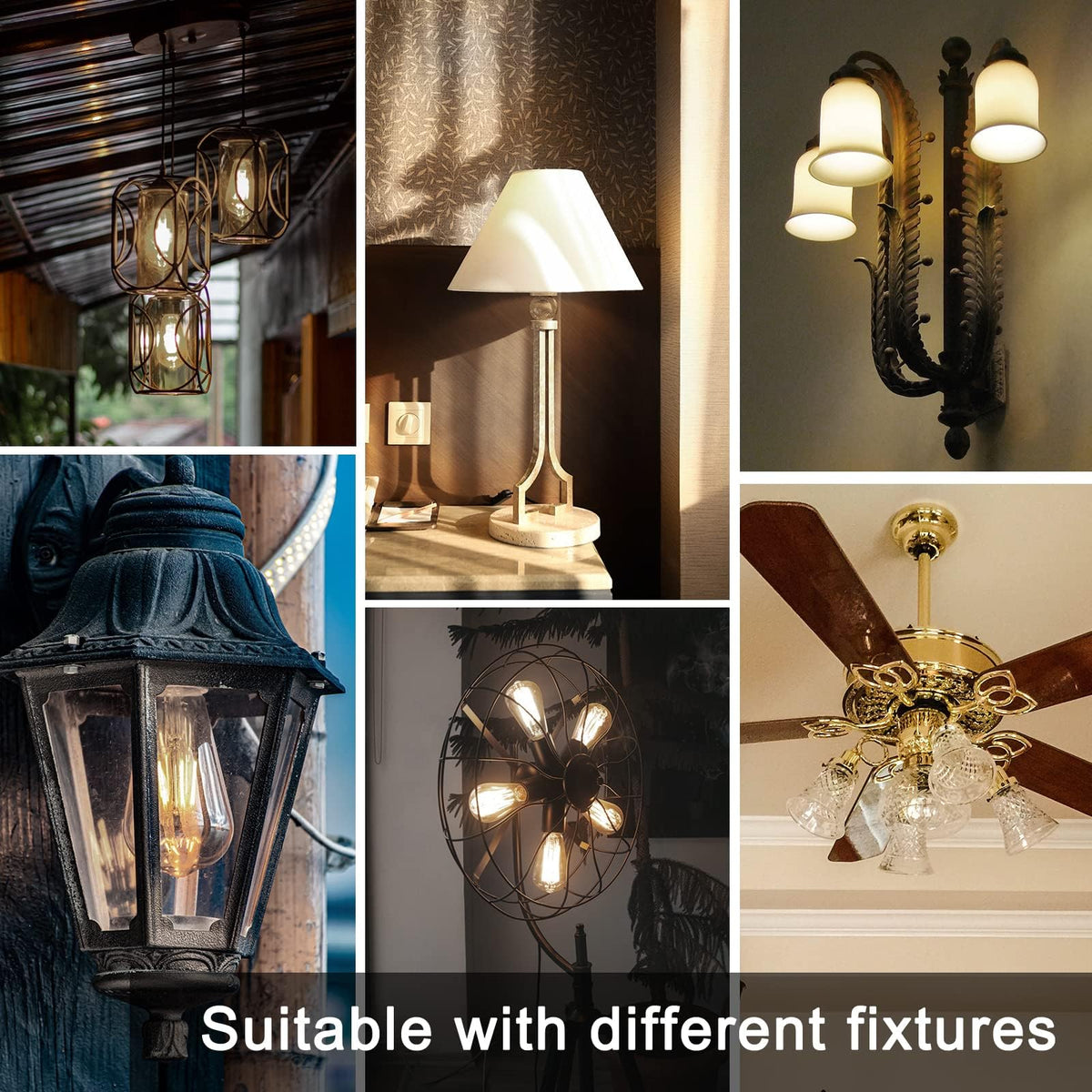 TJOY Edison Light Bulbs – Dimmable Vintage LED Filament, E26 Base, 2700K Warm White, 800LM, 6W, 6-Pack