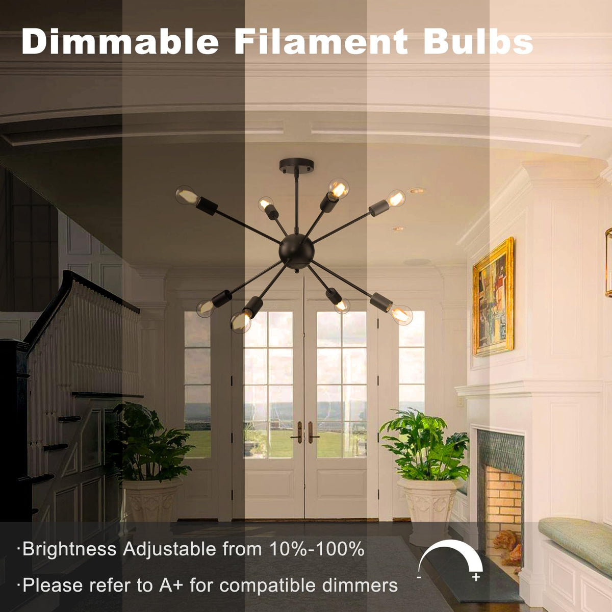 TJOY 4 Pack Vintage LED Edison Bulbs – 8W, 2700K, Dimmable, 800 Lumens, E26