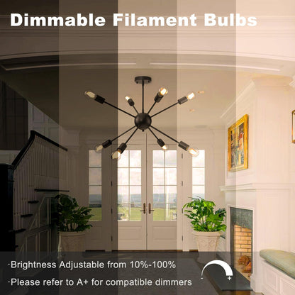 TJOY 4 Pack Vintage LED Edison Bulbs – 8W, 2700K, Dimmable, 800 Lumens, E26