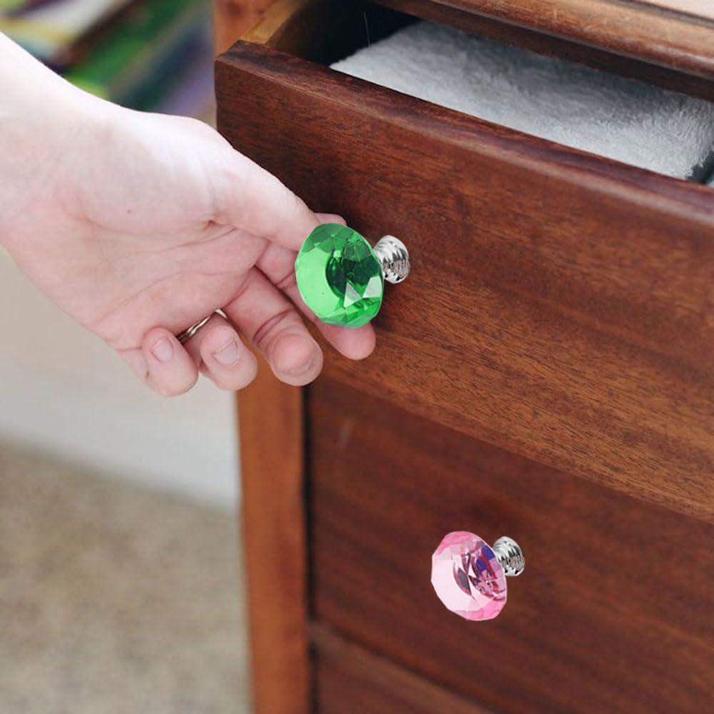 Tkocisa 22-Pack Colorful Crystal Drawer Knobs – 30mm Glass Diamond Pulls