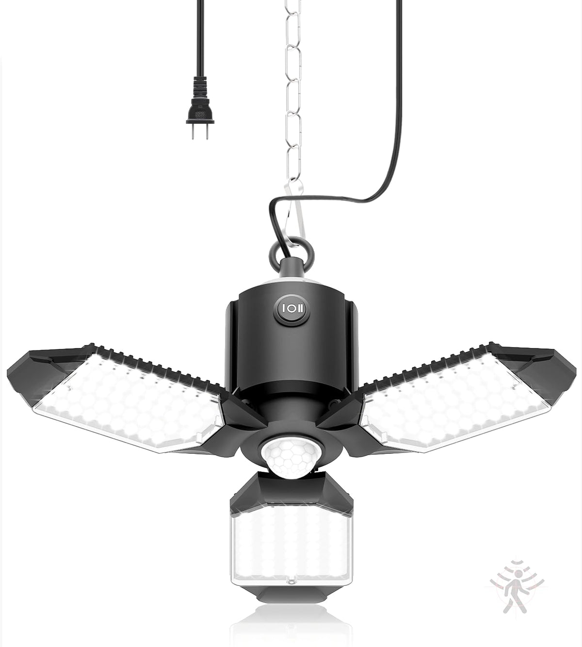 Toberich Motion Sensor Garage Light — 8000LM, 3-Panel Deformable LED, 6500K