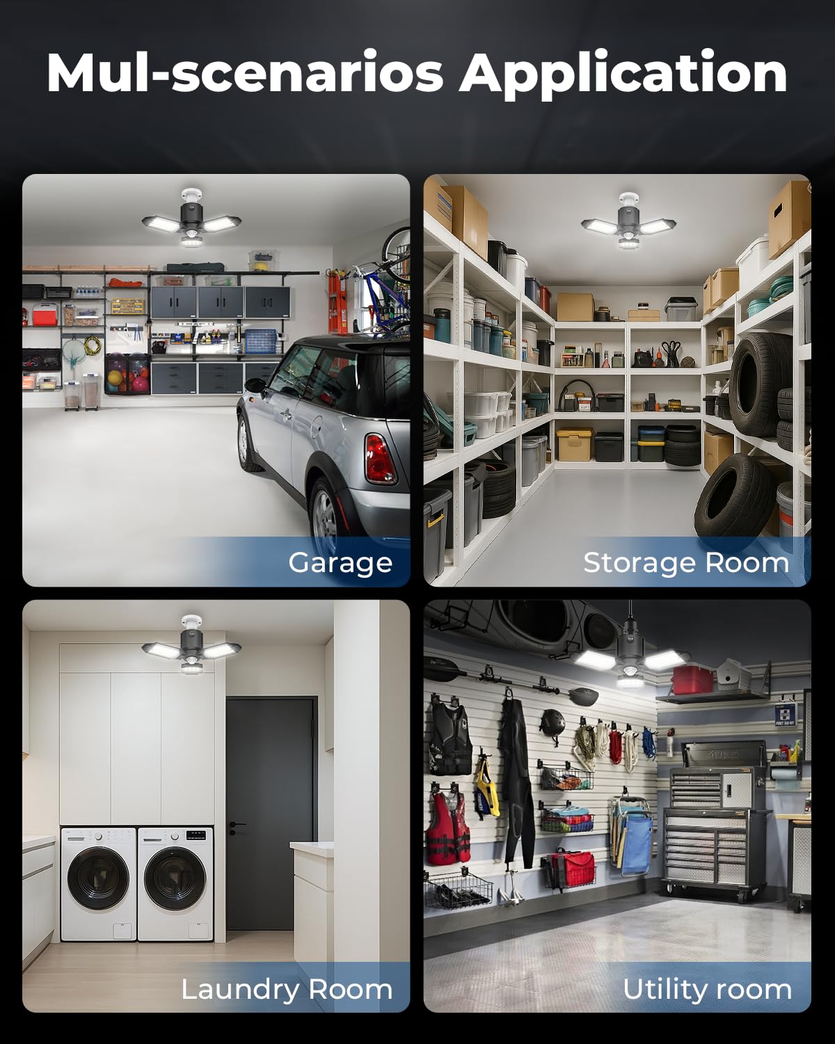 Toberich Motion Sensor Garage Light – 8000LM LED, 6500K, 3 Modes, Easy Install