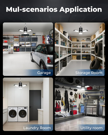 Toberich Motion Sensor Garage Light — 8000LM, 3-Panel Deformable LED, 6500K