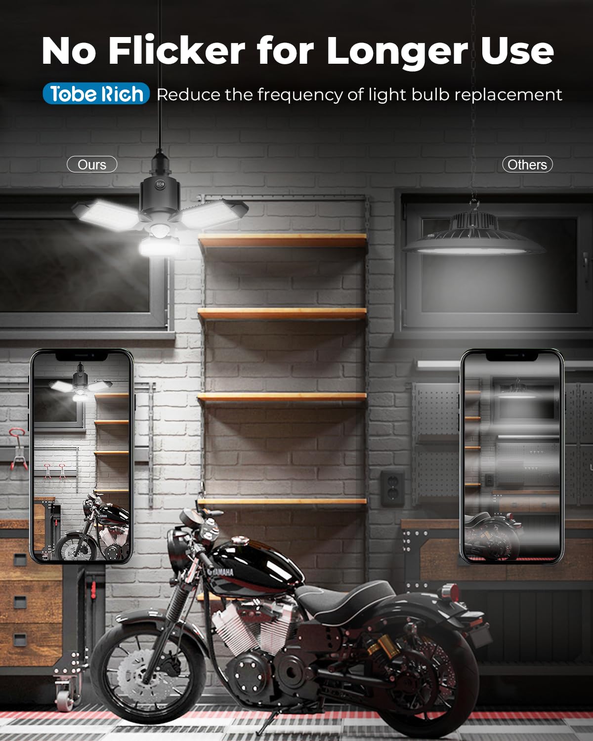 Toberich Motion Sensor Garage Light – 8000LM LED, 6500K, 3 Modes, Easy Install