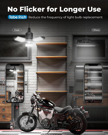 Toberich Motion Sensor Garage Light – 8000LM LED, 6500K, 3 Modes, Easy Install