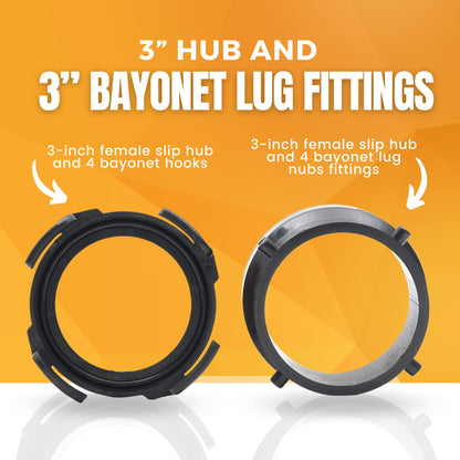 TonGass Combo Pack: RV Sewer Hose Fitting Adapters, 3 Inch Hub x Bayonet