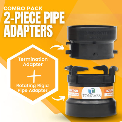 TonGass Combo Pack: RV Sewer Hose Fitting Adapters, 3 Inch Hub x Bayonet