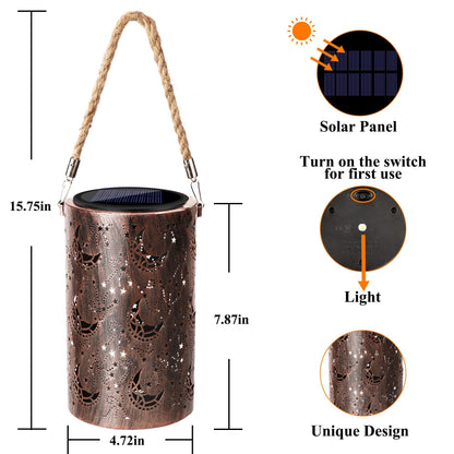 Toodour Solar Lantern Outdoor Lights — Moon Pattern, Waterproof