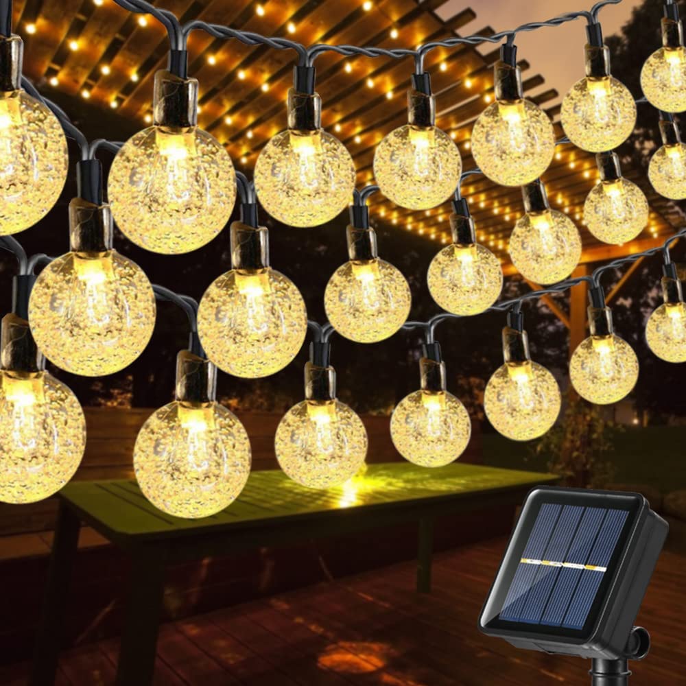 Toodour Solar String Lights Outdoor - 56ft 100 LED Globe, 8 Modes, IP65 Waterproof
