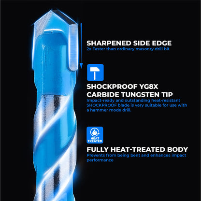 Toolant 1/4-inch Concrete Drill Bit Set – 10-Pack Masonry Bits with Hex Shank, Tungsten Carbide Tip