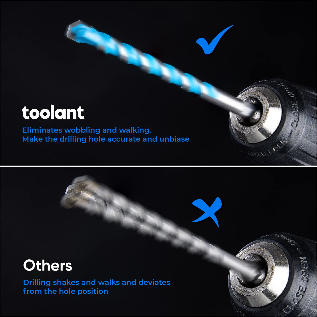 Toolant 1/4-inch Concrete Drill Bit Set – 10-Pack Masonry Bits with Hex Shank, Tungsten Carbide Tip