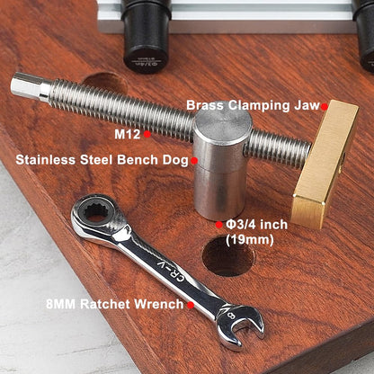 TOOLCOOL Bench Dog Clamp 3/4-Inch | Stainless Steel Bench Dogs for MFT Table Workbench (2 Pack)