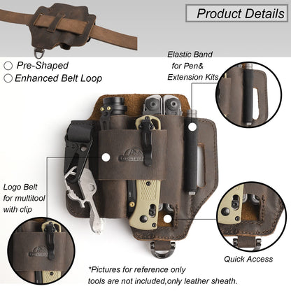 Topstache Leather Multitool Sheath – EDC Belt Organizer for Leatherman & Daily Carry