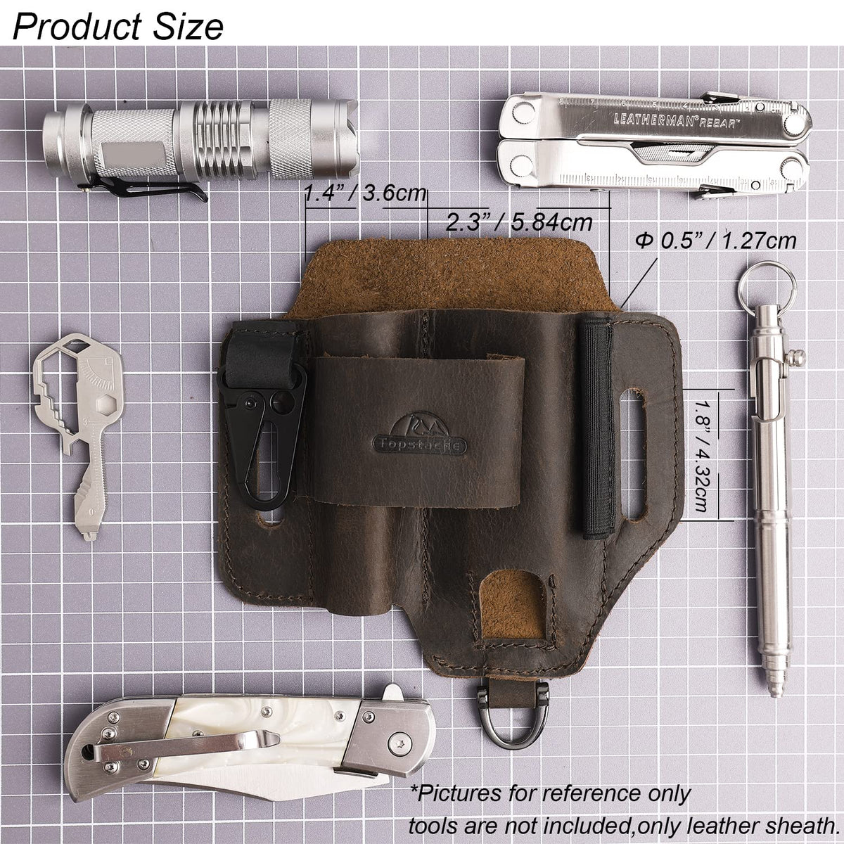Topstache Leather Multitool Sheath – EDC Belt Organizer for Leatherman & Daily Carry