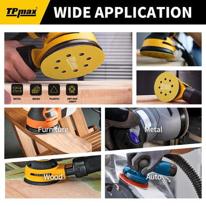 TPmax 100PCS 5in 80 Grit Sanding Discs – Premium Gold 8-Hole Hook & Loop for 125mm Random Orbital Sander