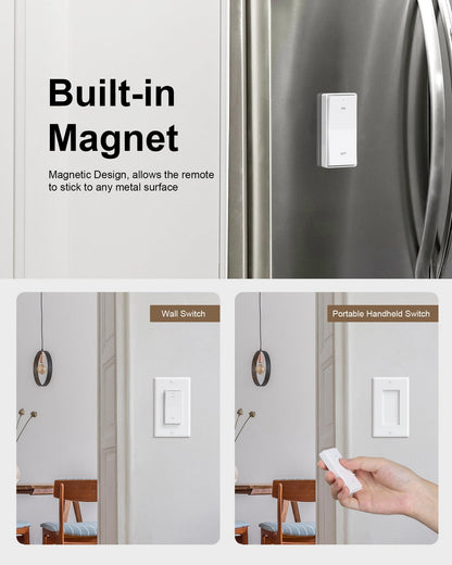 TREEWELL 3 Way Wireless Light Switch & Receiver Kit | Decorator Rocker Wall Switch | 200ft RF Range