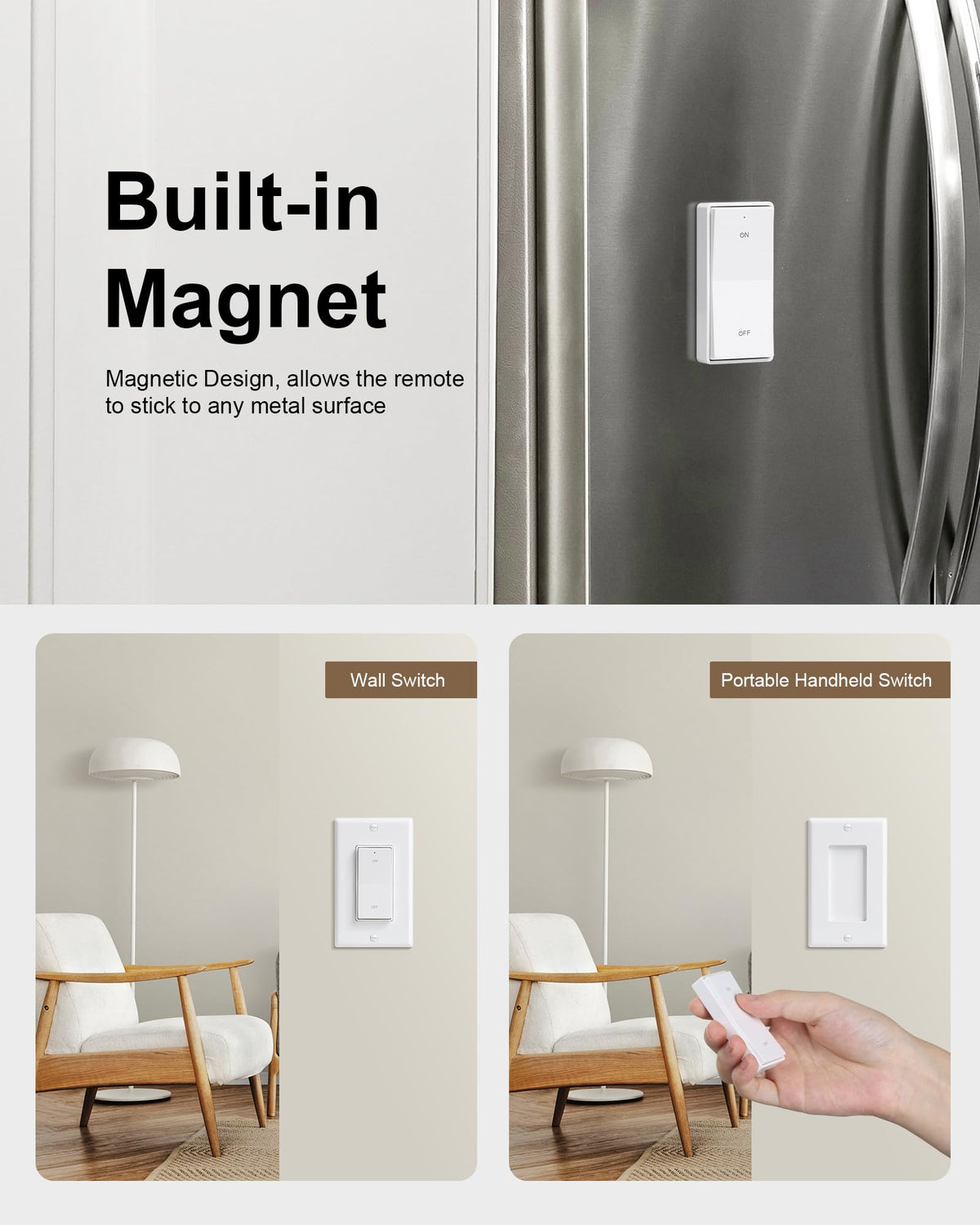 TREEWELL Wireless Remote Control Outlet | Decorator Rocker Wall Switch | 200ft Range (2 Switches + 1 Outlet)