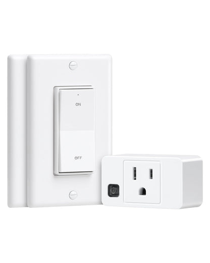 TREEWELL Wireless Remote Control Outlet | Decorator Rocker Wall Switch | 200ft Range (2 Switches + 1 Outlet)
