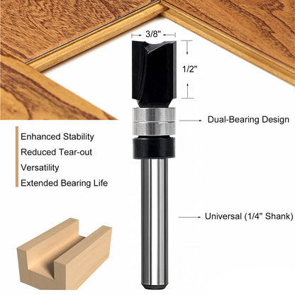 TRIMTWOL Pattern Flush Trim Router Bit Set - 5-Piece, 1/4 Shank, Carbide Tipped