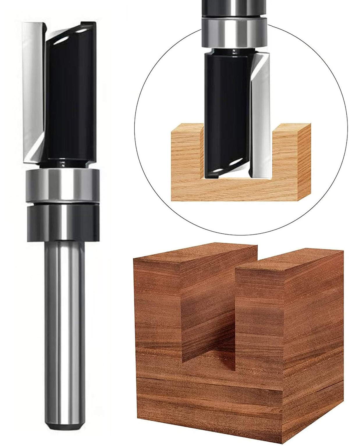 TRIMTWOL Pattern Flush Trim Router Bit Set - 5-Piece, 1/4 Shank, Carbide Tipped