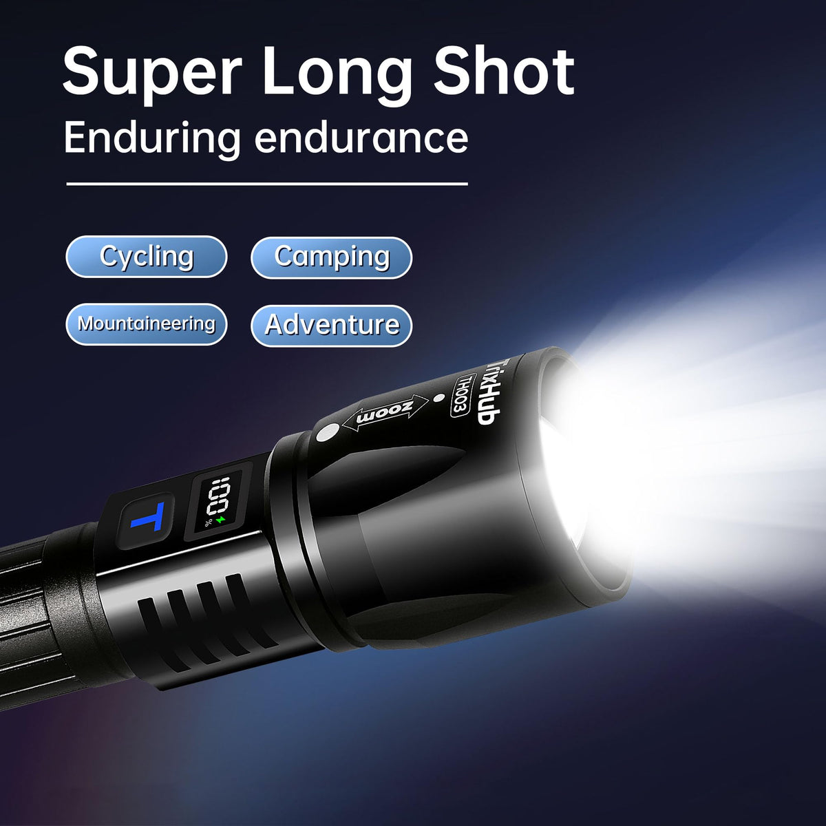 TrixHub Rechargeable Flashlights 2-Pack with LCD Display & 5 Modes