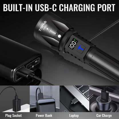 TrixHub Rechargeable Flashlights 2-Pack with LCD Display & 5 Modes