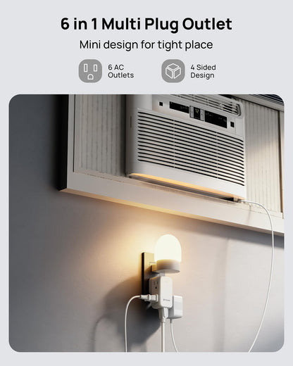 TROND Wall Outlet Extender 2 Pack – 6-Outlet Rotating Plug, Travel & Cruise Ready