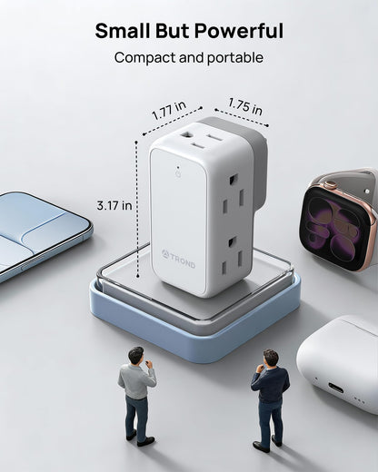 TROND Wall Outlet Extender 2 Pack – 6-Outlet Rotating Plug, Travel & Cruise Ready
