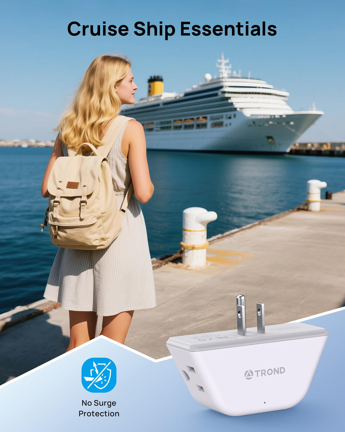 TROND Outlet Extender 3-Pack - 3-Socket Wall Splitter, Travel Ready, Cruise Ship Approved