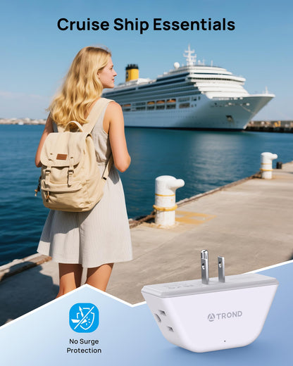 TROND Outlet Extender 3-Pack - 3-Socket Wall Splitter, Travel Ready, Cruise Ship Approved