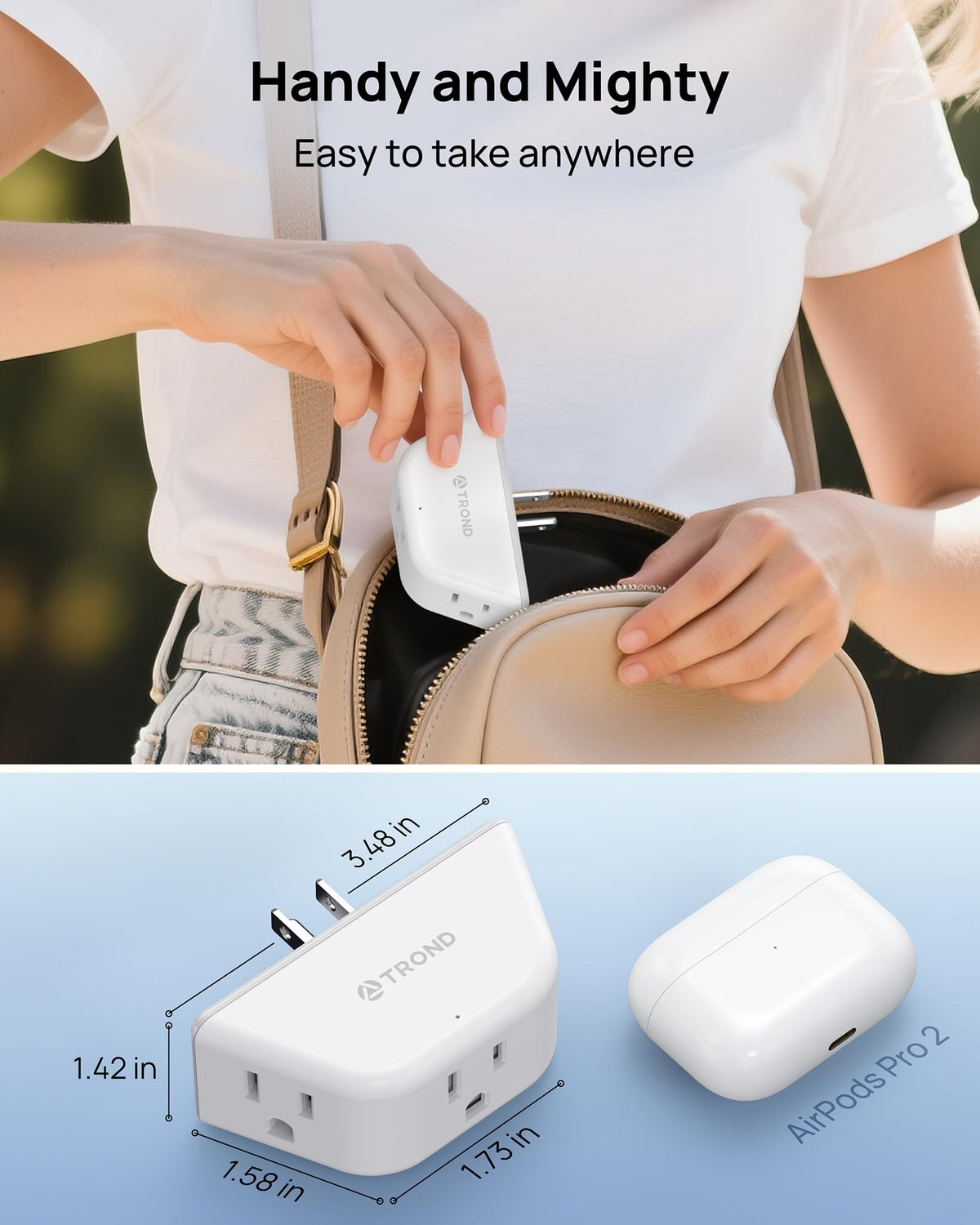 TROND Outlet Extender 3-Pack - 3-Socket Wall Splitter, Travel Ready, Cruise Ship Approved