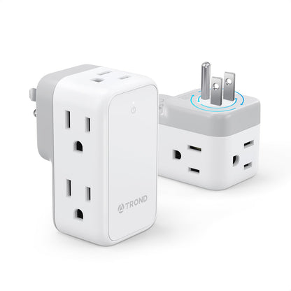 TROND Wall Outlet Extender 2 Pack – 6-Outlet Rotating Plug, Travel & Cruise Ready