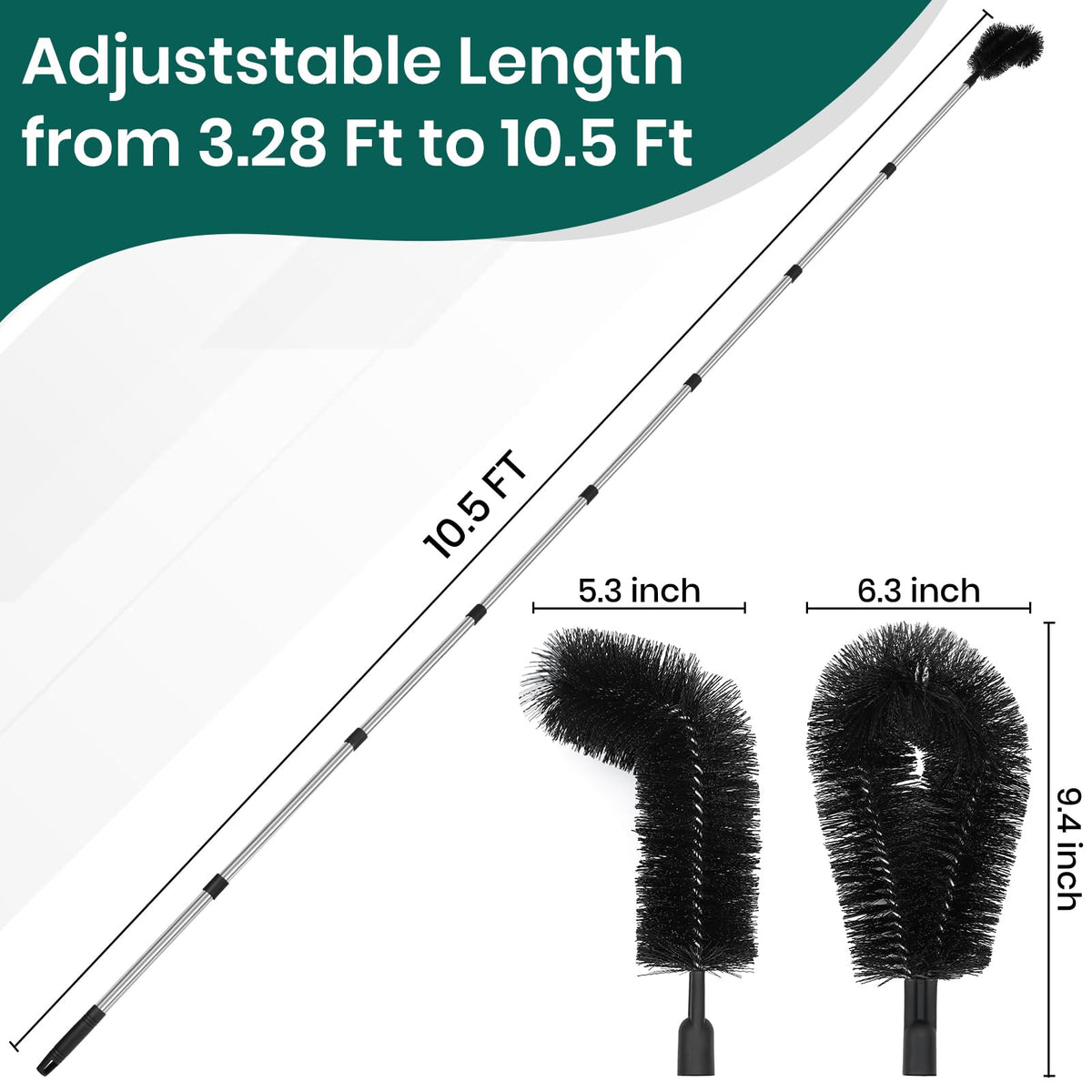 TrueYee 10.5FT Gutter Cleaning Brush with Adjustable Pole — No Ladder Needed