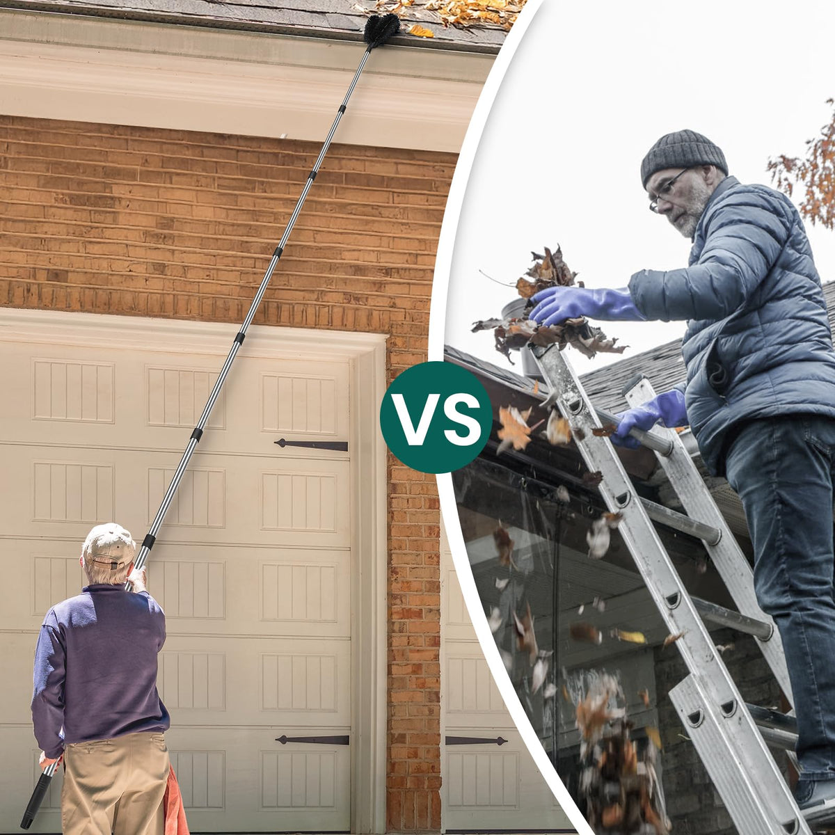 TrueYee 10.5FT Gutter Cleaning Brush with Adjustable Pole — No Ladder Needed