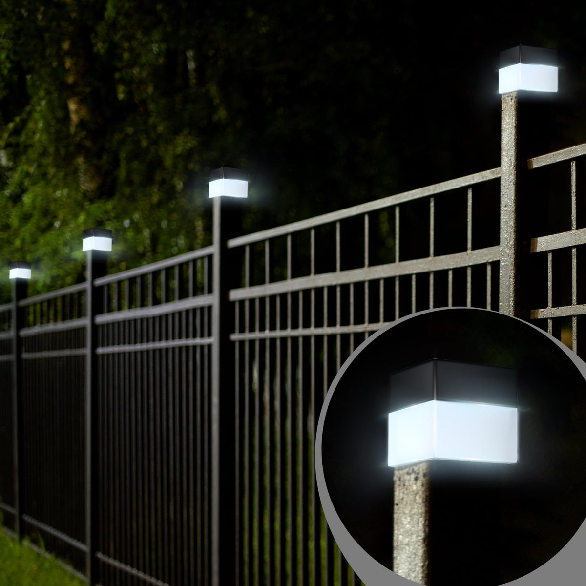 Tujoe 20 Pack Solar Fence Post Cap Lights 2x2 in White | Outdoor DIY Post Lighting