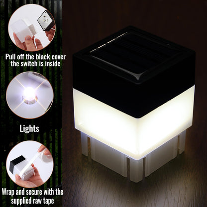 Tujoe 20 Pack Solar Fence Post Cap Lights 2x2 in White | Outdoor DIY Post Lighting