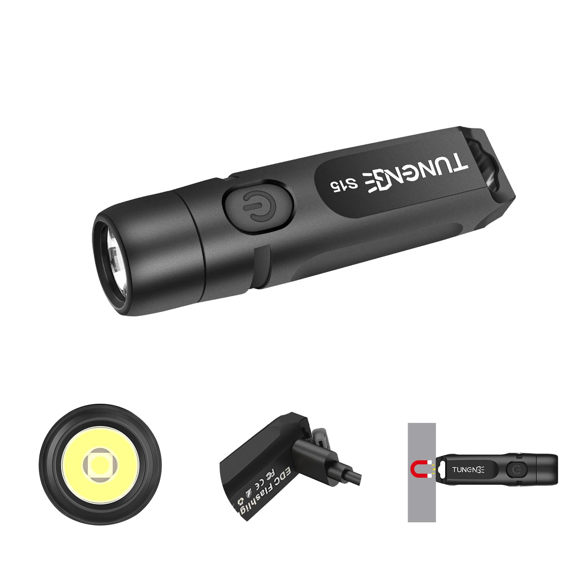 Tunenge S15 Keychain Flashlight – 650 Lumen USB-C Rechargeable EDC Pocket Light
