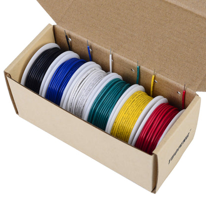 TUOFENG 26 AWG Solid Core Hookup Wire - 6 Colors, 33ft/10m Spools, PVC Insulation, 300V