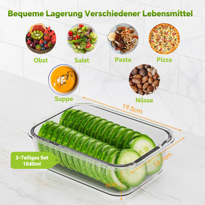 TUSEASY 3-Pack 35 oz Borosilicate Glass Storage Containers – Airtight, Leak-Proof & Stackable