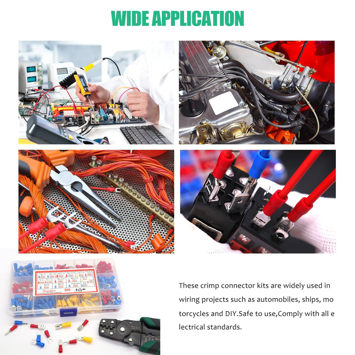 Twidec 300Pcs Spade Crimp Connectors Kit – 16 Types, Includes Crimp Tool & Case