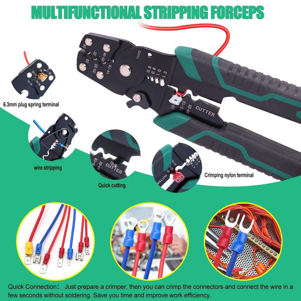 Twidec 300Pcs Spade Crimp Connectors Kit – 16 Types, Includes Crimp Tool & Case