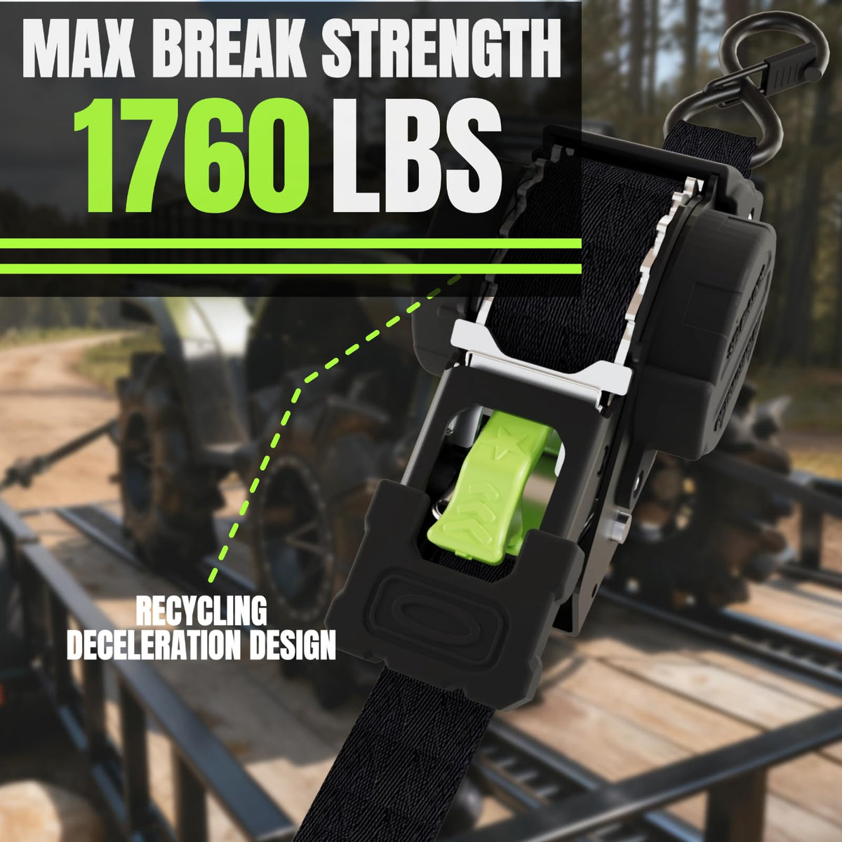 UMIRO Retractable Ratchet Straps 4-Pack – 1in x 12ft, 1760lb Break Strength