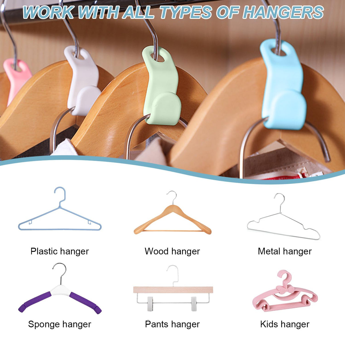 UNEFCYC 50 PCS Space Saving Hanger Connectors | Heavy-Duty Closet Organizer