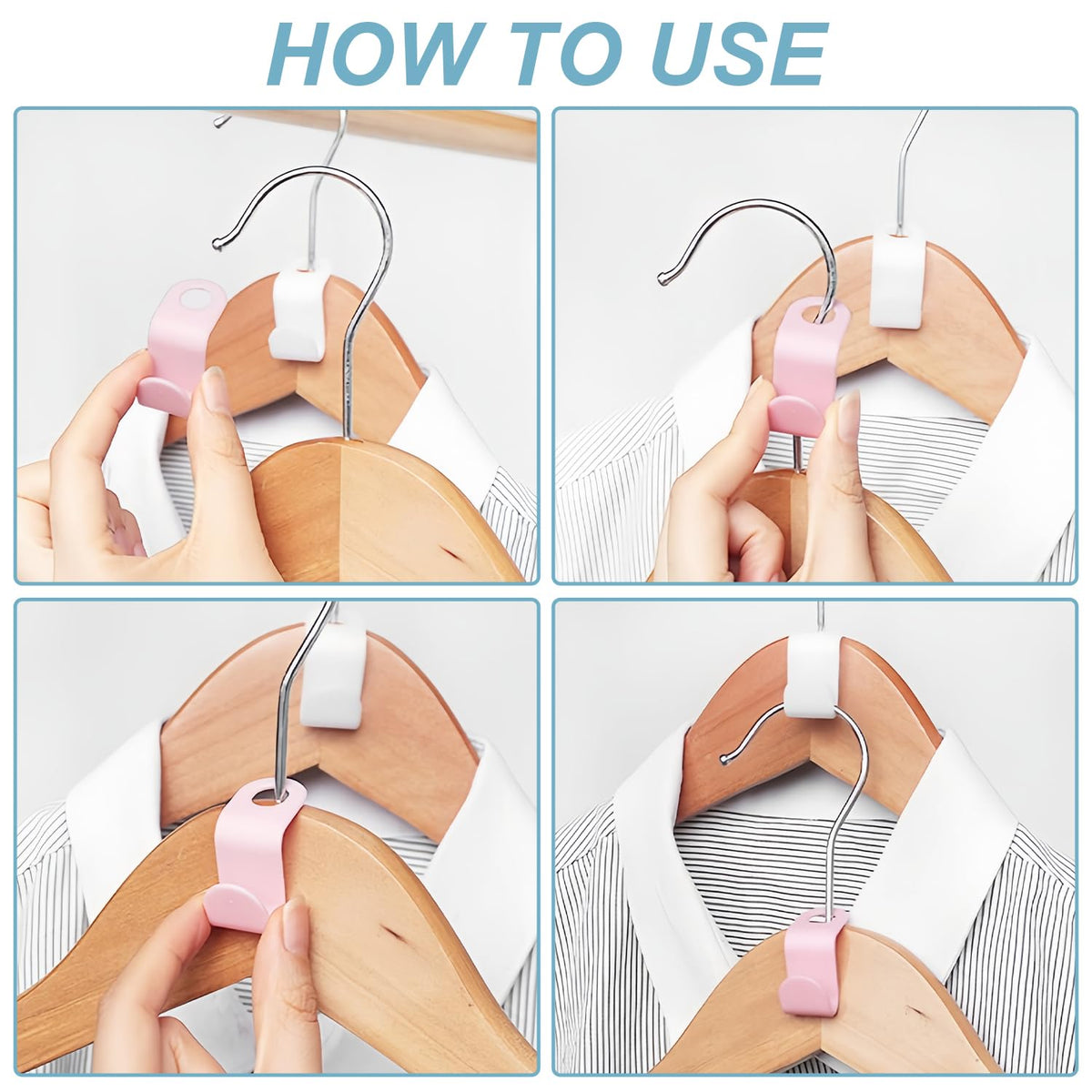 UNEFCYC 50 PCS Space Saving Hanger Connectors | Heavy-Duty Closet Organizer