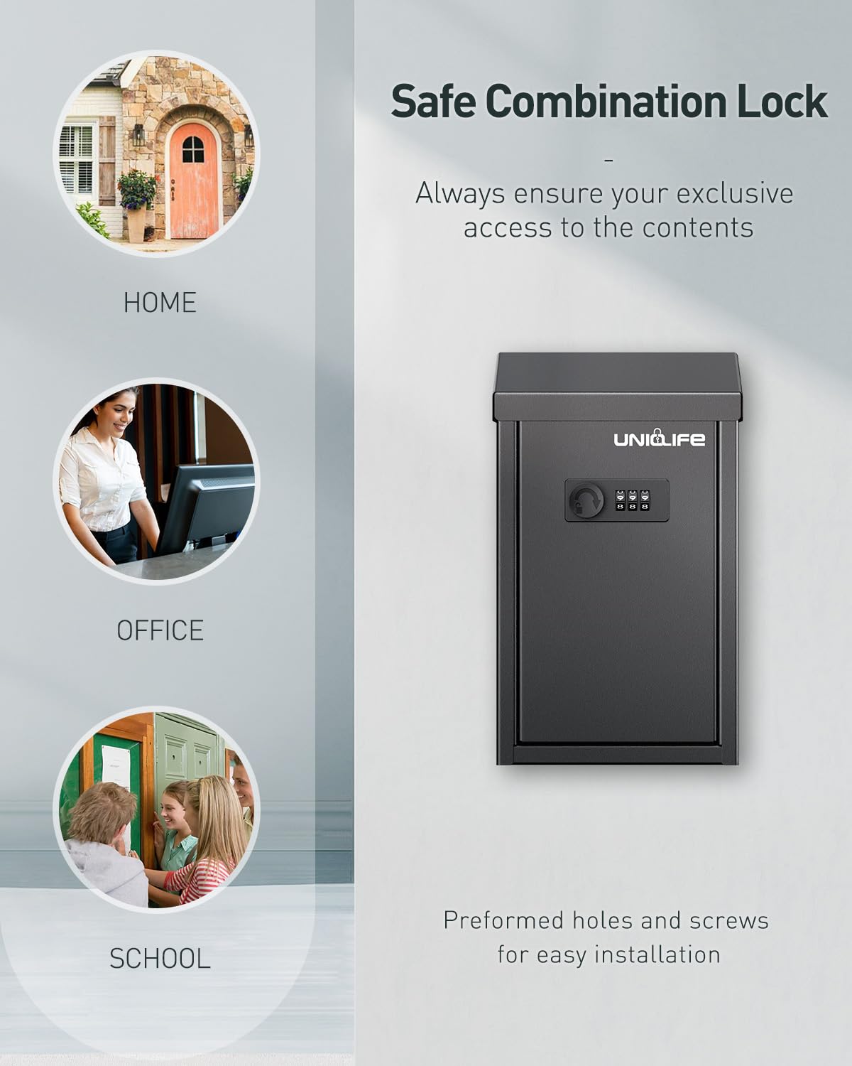 Uniclife Key Drop Box with 3-Digit Lock – Wall-Mounted Steel Donation & Collection Box