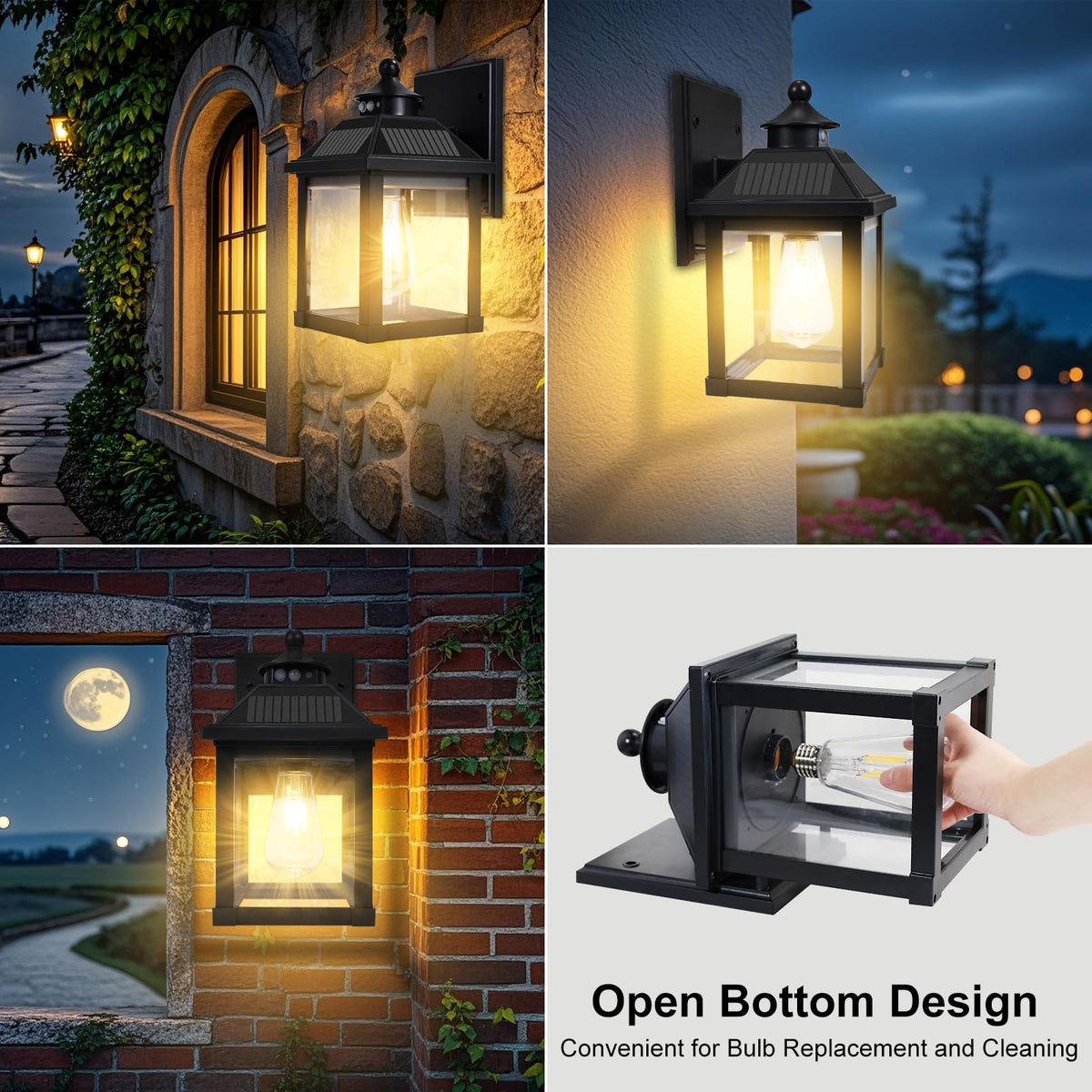 UOOIUMOY 2-Pack Solar Wall Lights – Dusk-to-Dawn, Motion Sensor, IP65 Waterproof